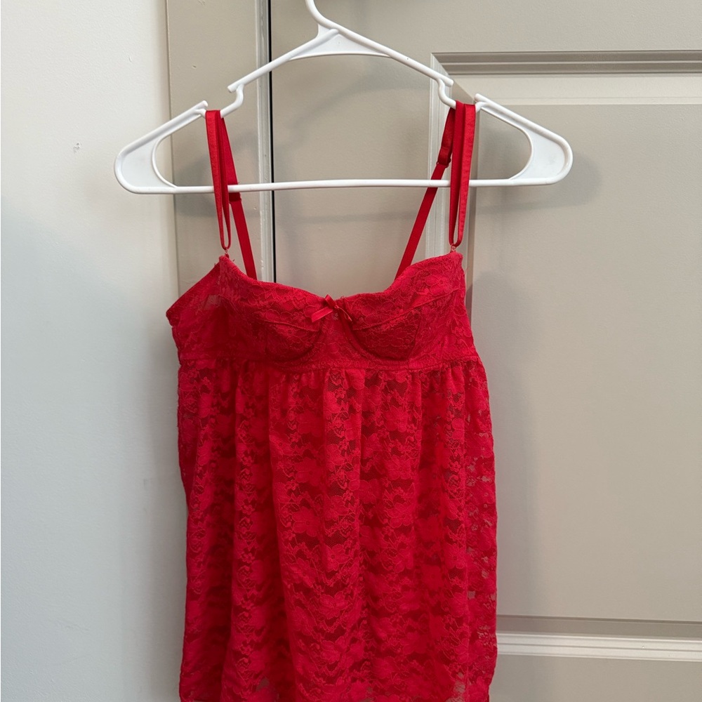 Red Lace Camisole Top